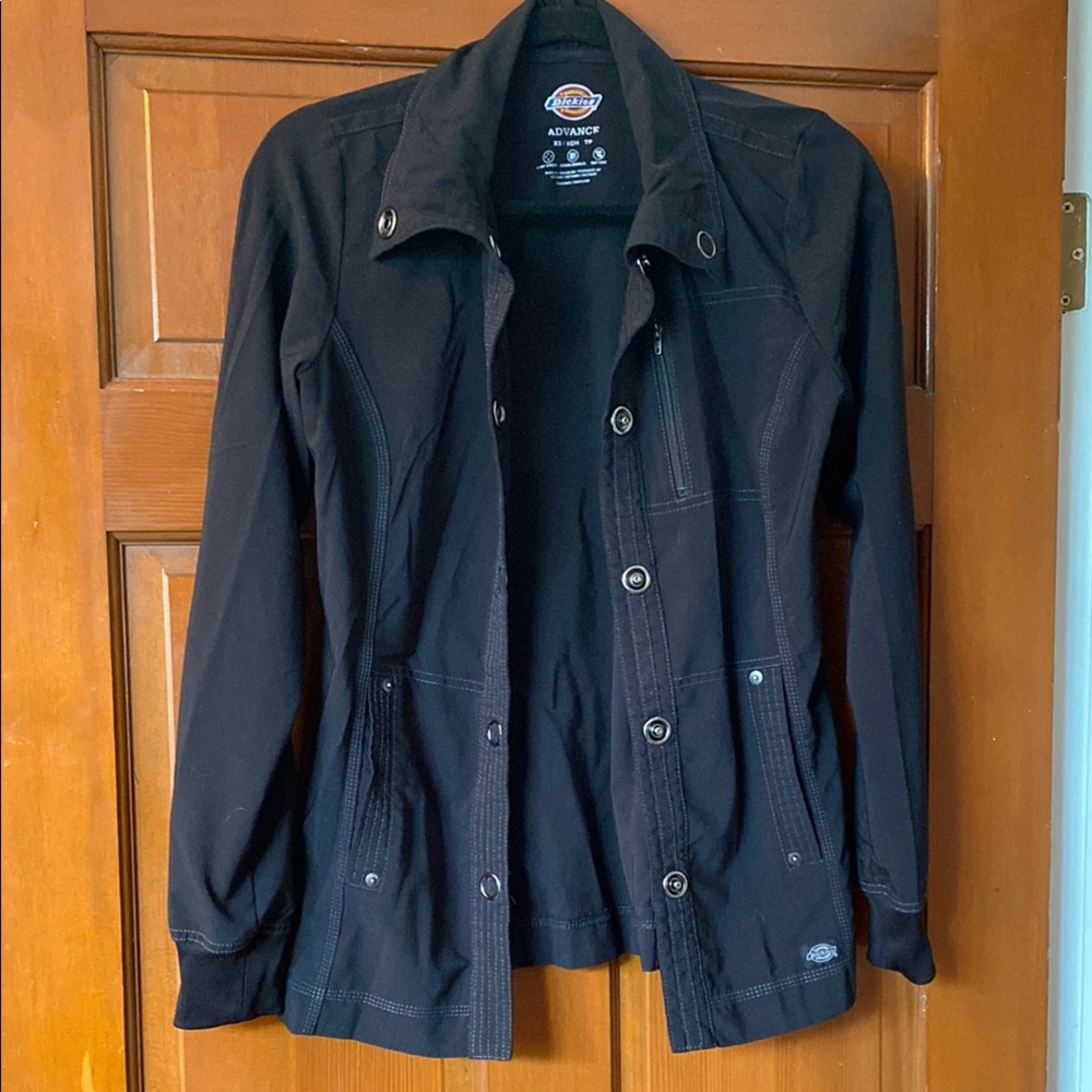 Dickies Black Utility Scrub Lab Jacket Professional Style